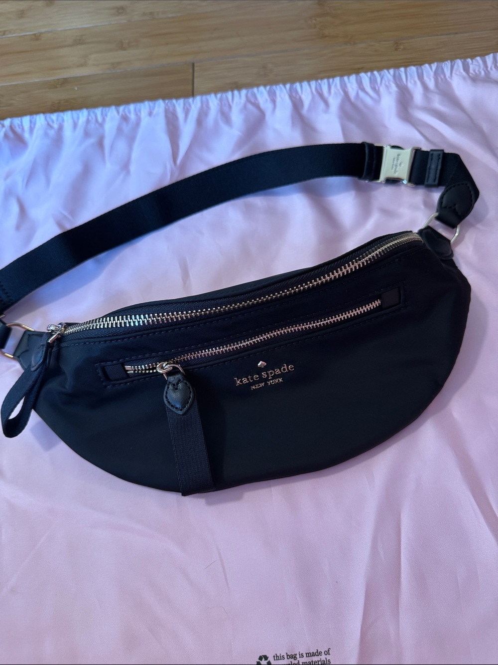 kate spade Black Nylon Belt Bag with Silver Hardware